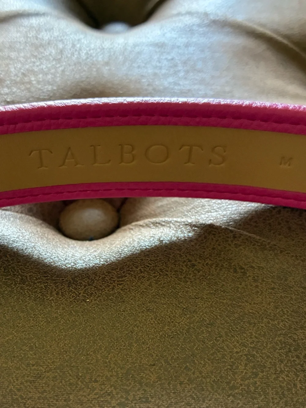 Talbots Pink Leather Tartan Belt Size Medium
